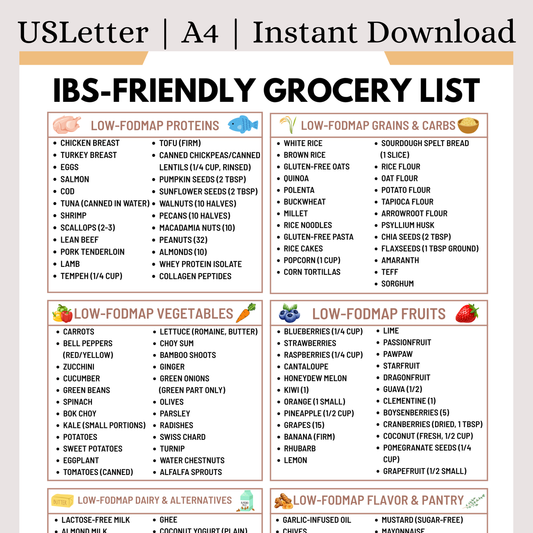 IBS Friendly Grocery List