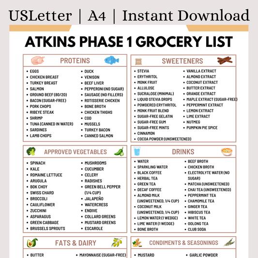 Atkins Phase 1 Grocery List