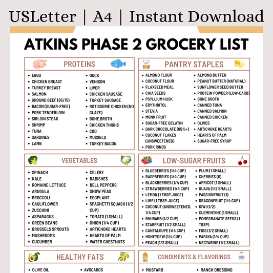 Atkins Phase 2 Grocery List