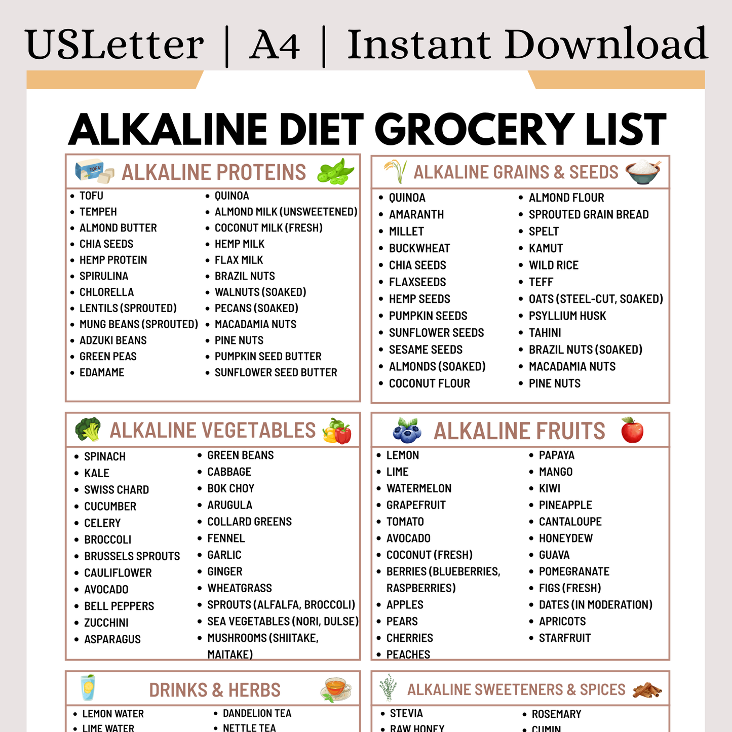 Alkaline Diet Grocery List