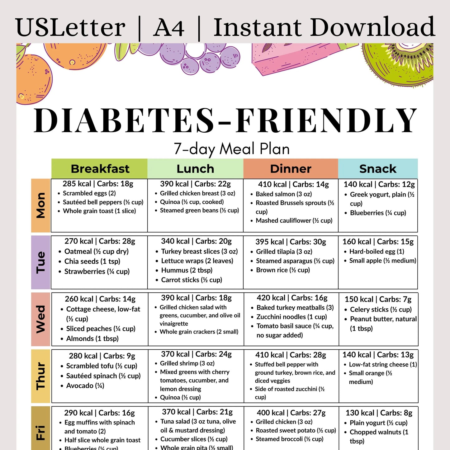 Diabetes-Friendly 7-Day Meal Plan