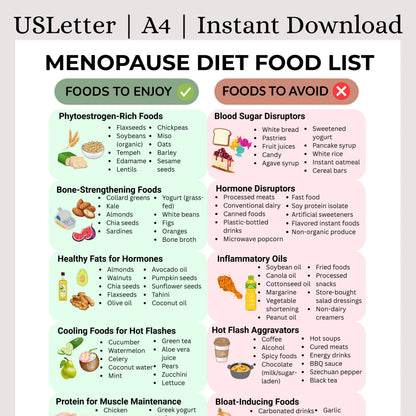 Menopause Diet Food List