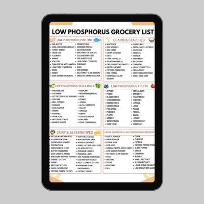 Low Phosphorus Grocery List
