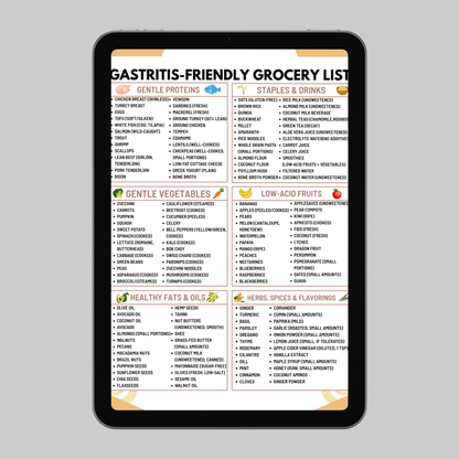 Gastritis-Friendly Grocery List